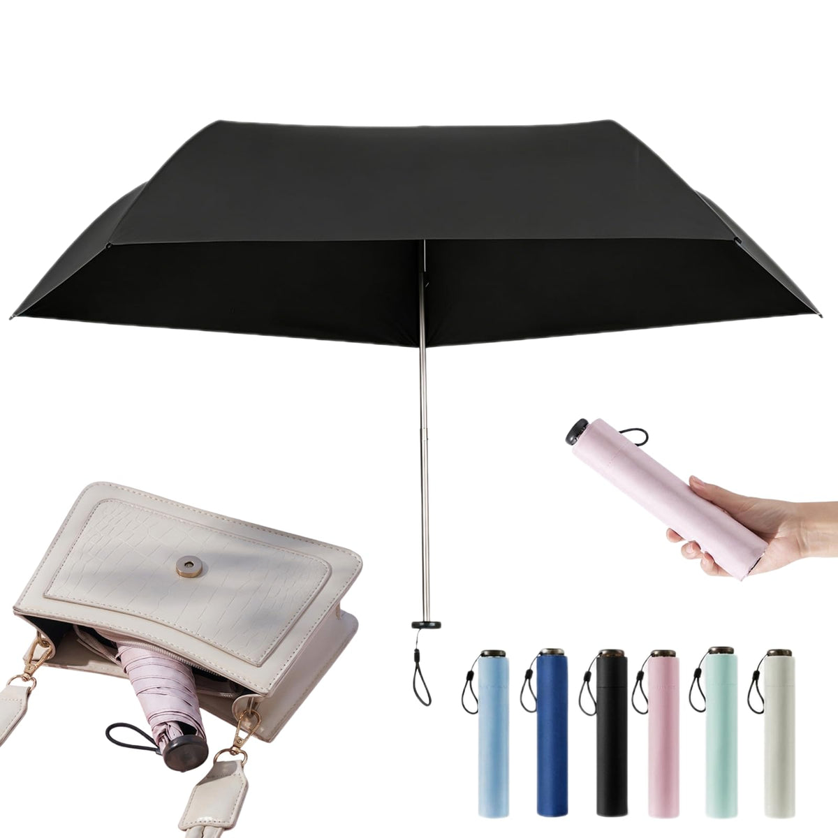 Pencil Umbrella from Japan, 103g Mini Japan Pencil Umbrellas with UPF 50+ Sun, Ultra-Lightweight Compact All-Weather Umbrella for Rain, Backpack, Handbag, Commute, Beach, Hiking, Outdoor Use