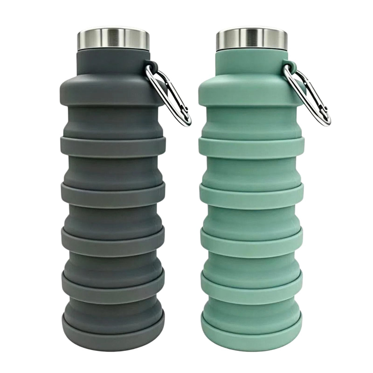 YCT Collapsible Water Bottle 17oz（500ml），Travel Portable Sport Water Bottle，Reusable Silicone Foldable Water Bottles for Gym Camping Hiking (Purple+Black)
