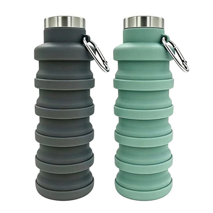 YCT Collapsible Water Bottle 17oz（500ml），Travel Portable Sport Water Bottle，Reusable Silicone Foldable Water Bottles for Gym Camping Hiking (Purple+Black)