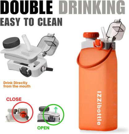 IZZI bottle Collapsible Lightweight Silicone Water Bottle (600ml, Blue) | BPA Free, Eco-Friendly, Medical Grade | Leakproof Bottle for Sports, Travel, Hiking, Gym, Outdoor Adventures and Daily Use