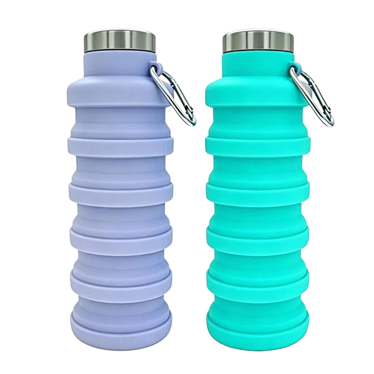 YCT Collapsible Water Bottle 17oz（500ml），Travel Portable Sport Water Bottle，Reusable Silicone Foldable Water Bottles for Gym Camping Hiking (Purple+Black)