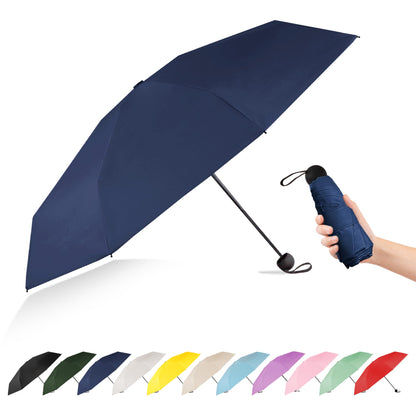 Mini Travel Umbrella Compact Small Size, UV Protection for Sun & Rain, Lightweight Folding, Wind Resistant, Small Backpack Purse Size for Women Kids
