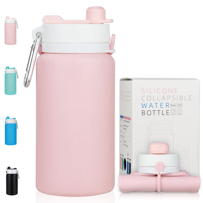PLTCAT Collapsible Water Bottles, 19oz Foldable Silicone Travel Bottles