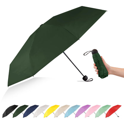 Mini Travel Umbrella Compact Small Size, UV Protection for Sun & Rain, Lightweight Folding, Wind Resistant, Small Backpack Purse Size for Women Kids