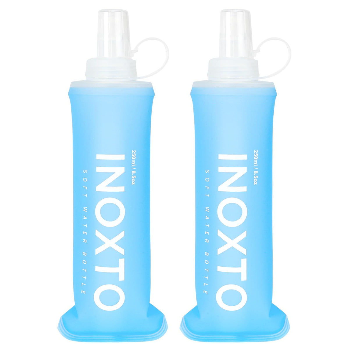 INOXTO Soft Flask,Collapsible Soft Water Bottles for Hydration Vests and Running Packs, Soft Flask Running Bottles for Hiking Cycling(250/500 ml) (2 PCS SMALL)