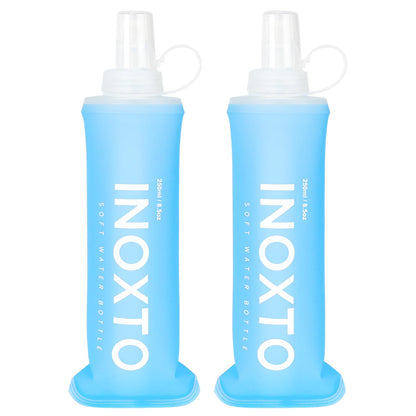 INOXTO Soft Flask,Collapsible Soft Water Bottles for Hydration Vests and Running Packs, Soft Flask Running Bottles for Hiking Cycling(250/500 ml) (2 PCS SMALL)