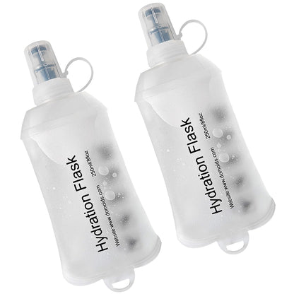 WILDREEDS 500ml Soft Flask, TPU Collapsible Soft Water Bottle for Hydration Pack, Running Vest, Folding Water Bottle for Hiking Cycling Climbing-2Pcs, Blue