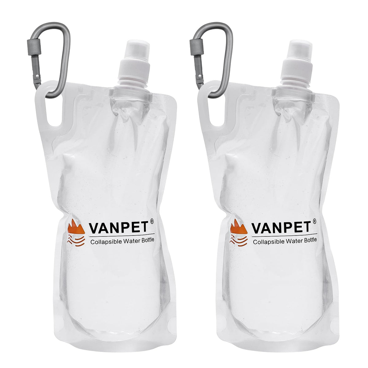 VANPET 1L Hiking Collapsible Water Bottles, 33OZ BPA-Free Plastic Flasks, Reusable Drink Bags, Foldable Backpacking Water Bottle for Travel Camping Hiking (4-Pack)