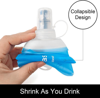 WILDREEDS 500ml Soft Flask, TPU Collapsible Soft Water Bottle for Hydration Pack, Running Vest, Folding Water Bottle for Hiking Cycling Climbing-2Pcs, Blue