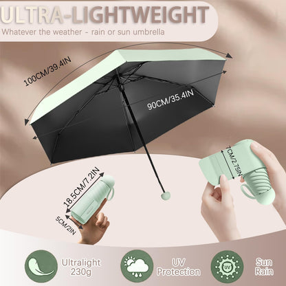 Mini Travel Folding Umbrella for Women, Kids/7cm Wide Strap/UPF50+/Compact