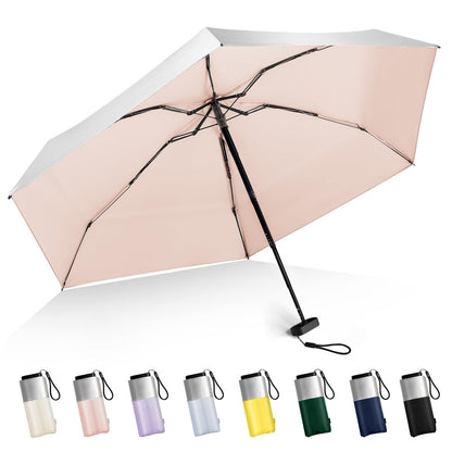 Mini Umbrella For Purse - UPF 50+ UV Blocker Sun Protection Umbrella, Small Micro Travel Parasol Design for Women, Black