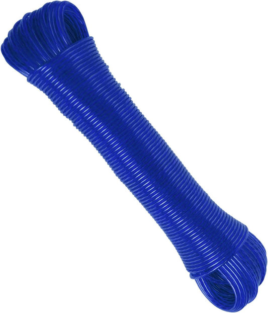 RIOOP Plastic Coated Clothesline, 3mm 164ft Steel Core Washing Line, Blue
