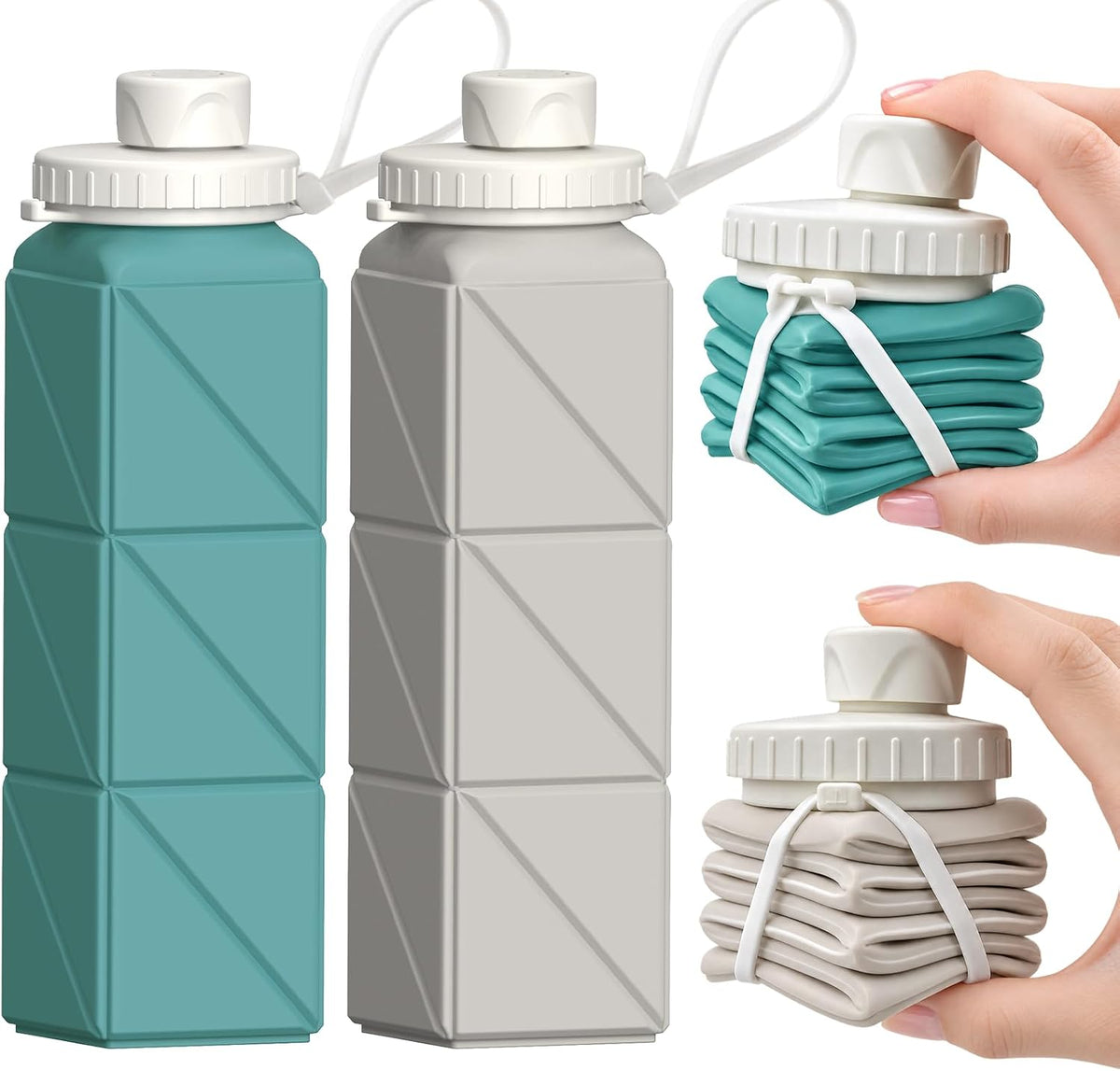 BEAUTAIL Collapsible Water Bottles 21oz/610mL, Silicone Travel Water Bottle