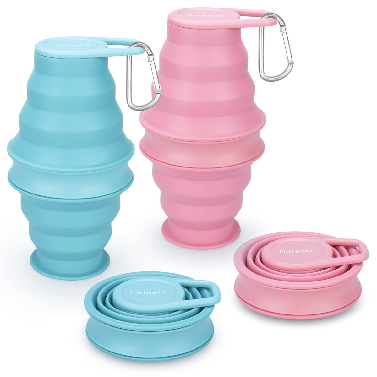 Nefeeko Collapsible Water Bottle, BPA Free Silicone Foldable Water Bottles
