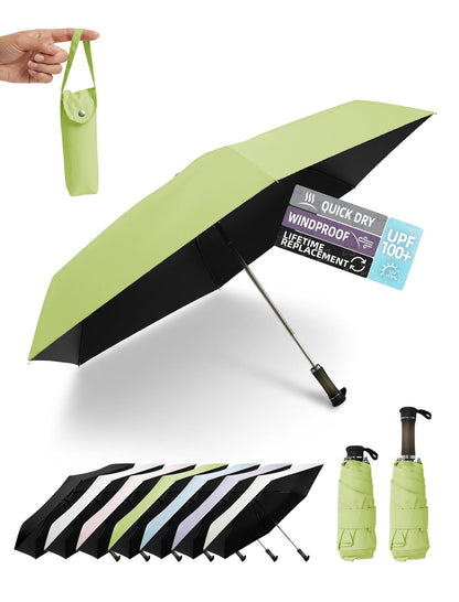 Travel Mini Umbrella, Windproof UPF 100 Sun Rain Compact Umbrella