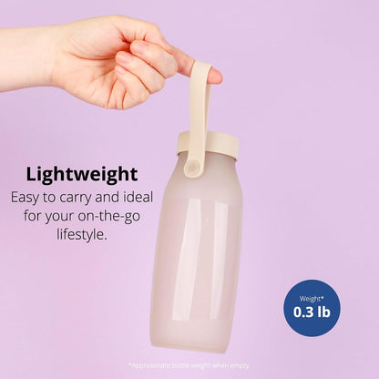 BLUE GINKGO Collapsible Water Bottle – Lightweight, Foldable Silicone Bottle for Travel, Hiking, and Camping (16.9oz, Made in Korea, Sand Beige)