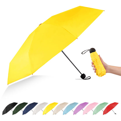 Mini Travel Umbrella Compact Small Size, UV Protection for Sun & Rain, Lightweight Folding, Wind Resistant, Small Backpack Purse Size for Women Kids