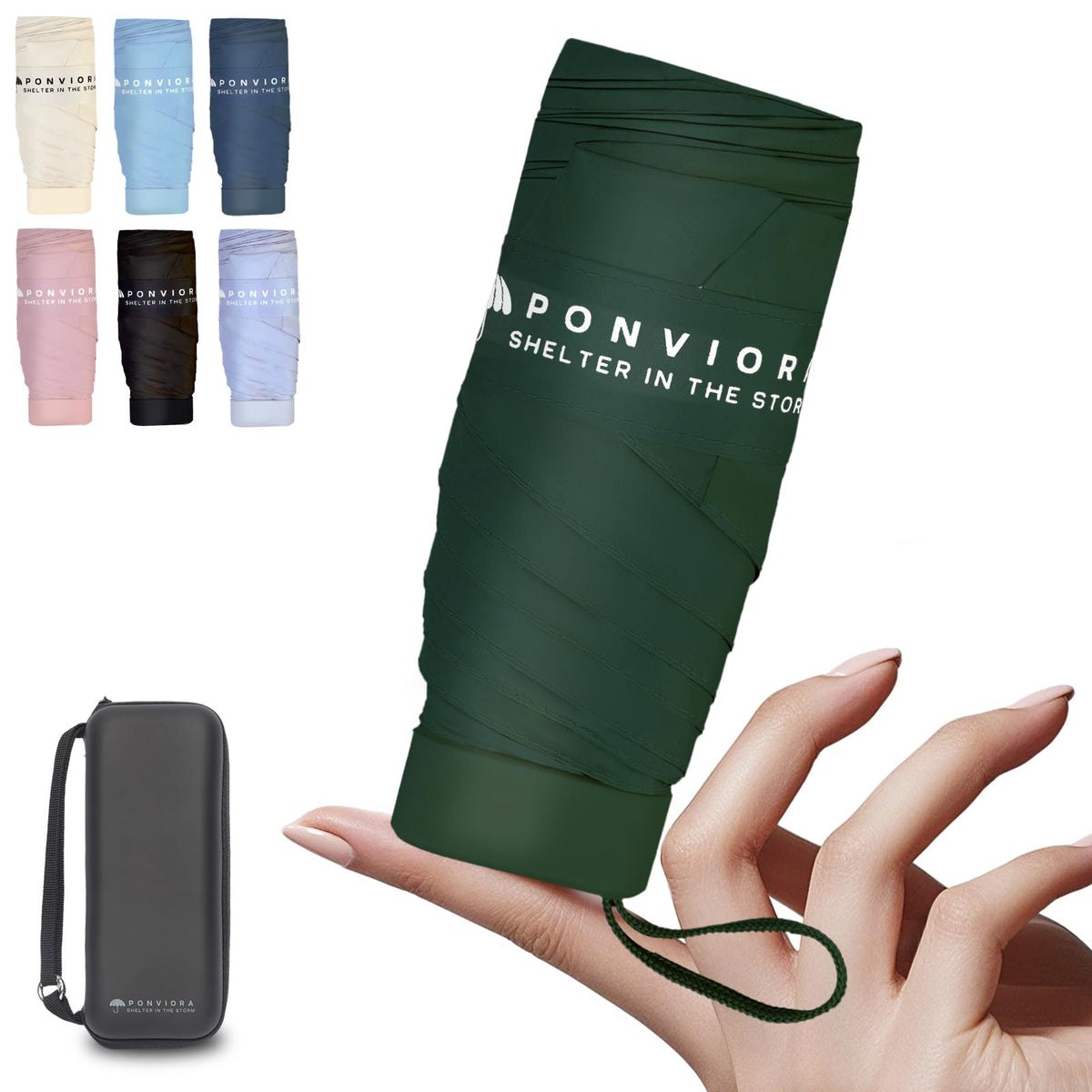 Compact Mini Windproof Travel Umbrella-UPF 50+ Sun & Rain Protection, Small Folding Design Fits in Pocket or Purse, Lightweight Portable with Case for Women, Men & Kids