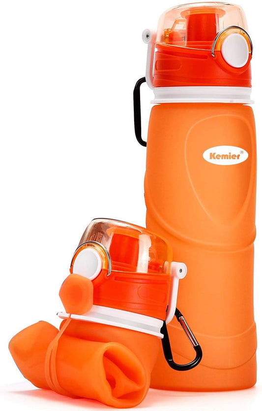 Collapsible Silicone Water Bottles-750ML,Medical Grade,BPA Free Travel Water Bottle Can Roll Up,26oz,Leak Proof Foldable Sports & Outdoor Water Bottles