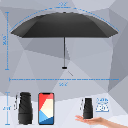 Mini Travel Umbrella, UPF 50+ Compact Fits in Purse