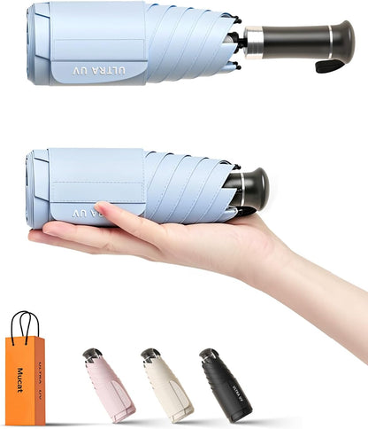 Mucat Mini Travel Umbrella with Retractable Handle