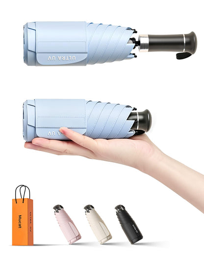 Mucat Mini Travel Umbrella with Retractable Handle