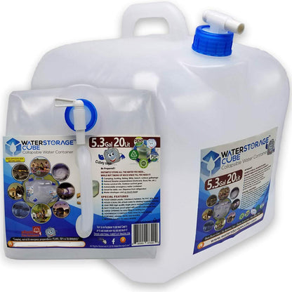 WaterStorageCube Collapsible Water Container with Spigot (5.3 Gal (2-Pack))