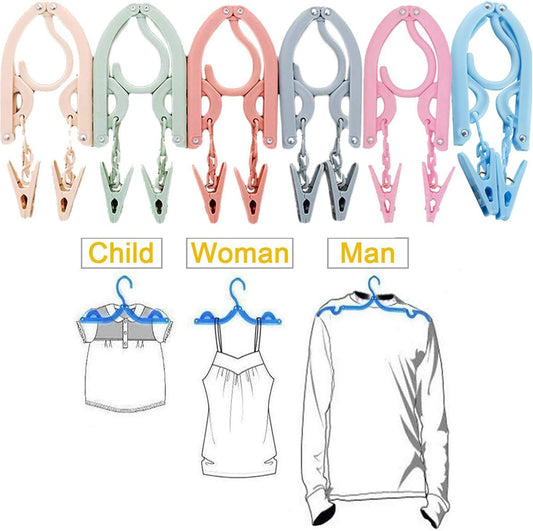 Foldable Multicolor Hangers12Pcs with 24Pcs Clips and 1Pcs Clothesline