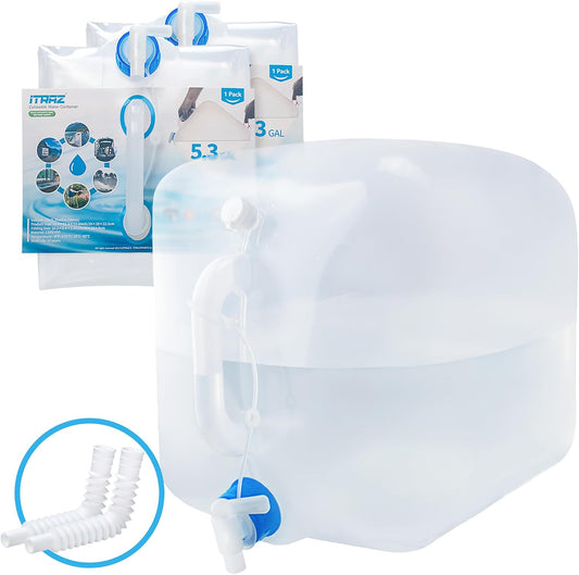 BPA-Free Collapsible Water Container with Spigot, 2-Pack 5.3 Gallon
