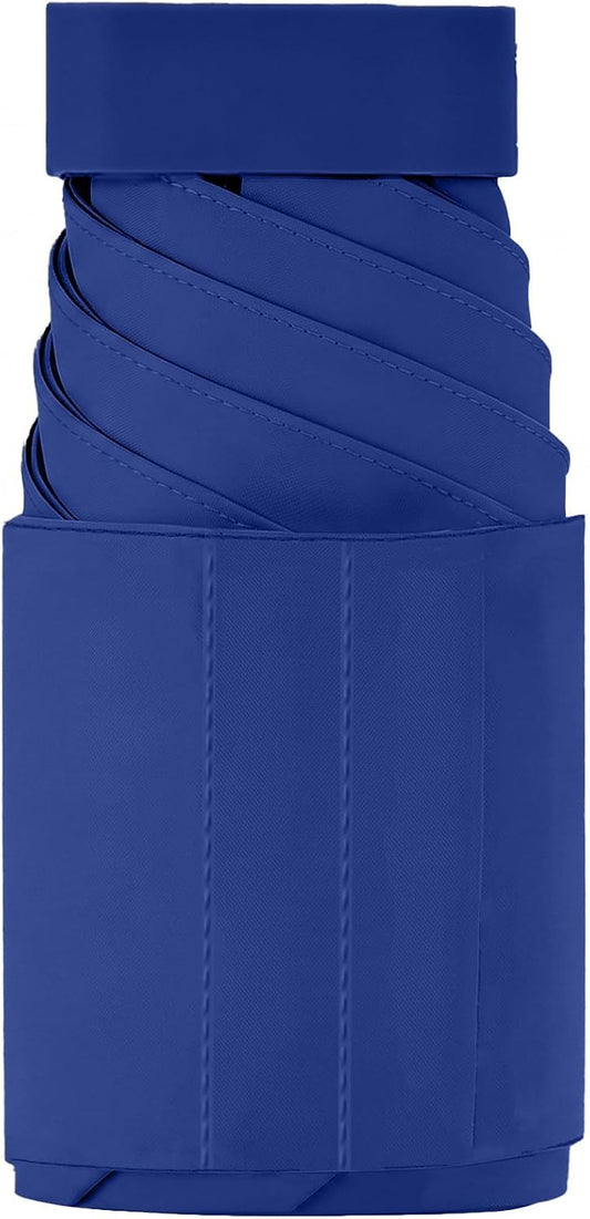 Mini Folding Travel Umbrella/Parasol, Widened Strap for Neat Storage, Compact/Flat Handle/Waterproof Rain/Sun, Purse/Pocket/6Ribs/UPF 50+/UV Protection, Men Women Kids/Ultra-Lightweight