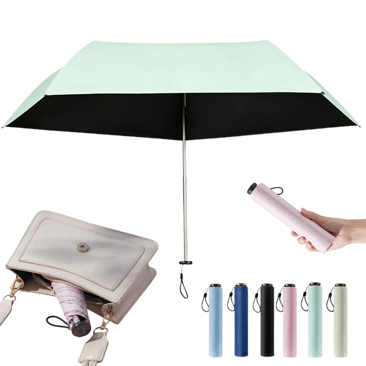 Pencil Umbrella from Japan, 103g Mini Japan Pencil Umbrellas with UPF 50+ Sun, Ultra-Lightweight Compact All-Weather Umbrella for Rain, Backpack, Handbag, Commute, Beach, Hiking, Outdoor Use
