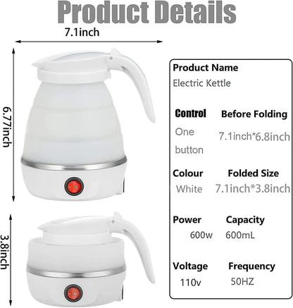 0.6L Small Travel Foldable Electric Kettle Collapsible Coffee Tea Kettle