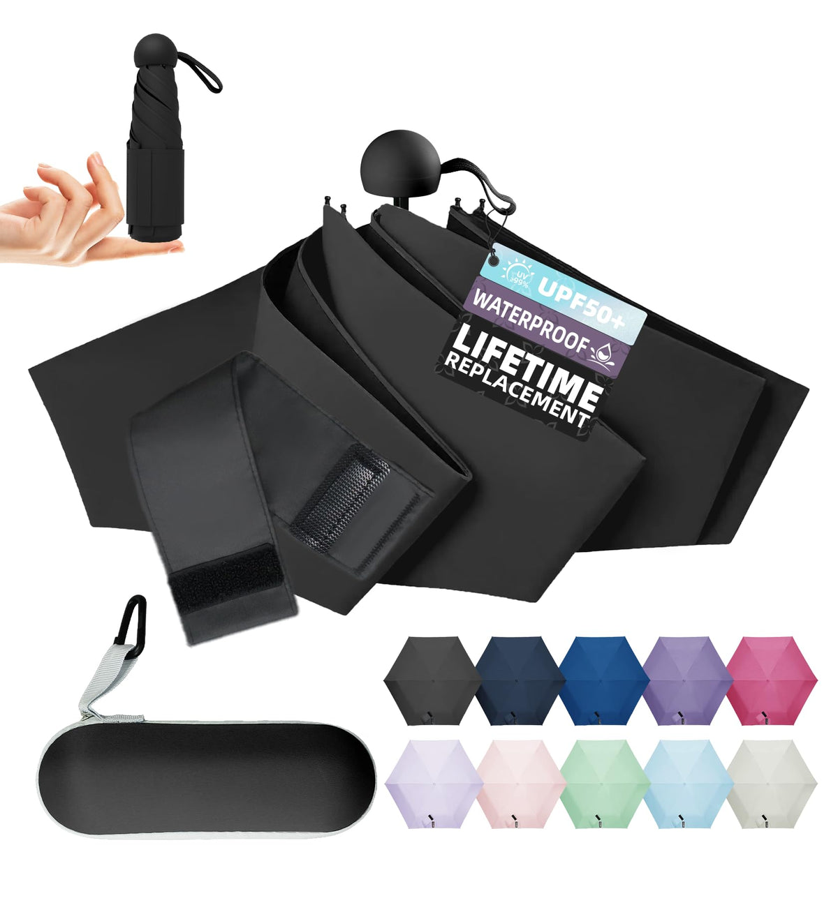 Umbrella Travel Size Mini Umbrella with UPF 100+ UV Rain Protection