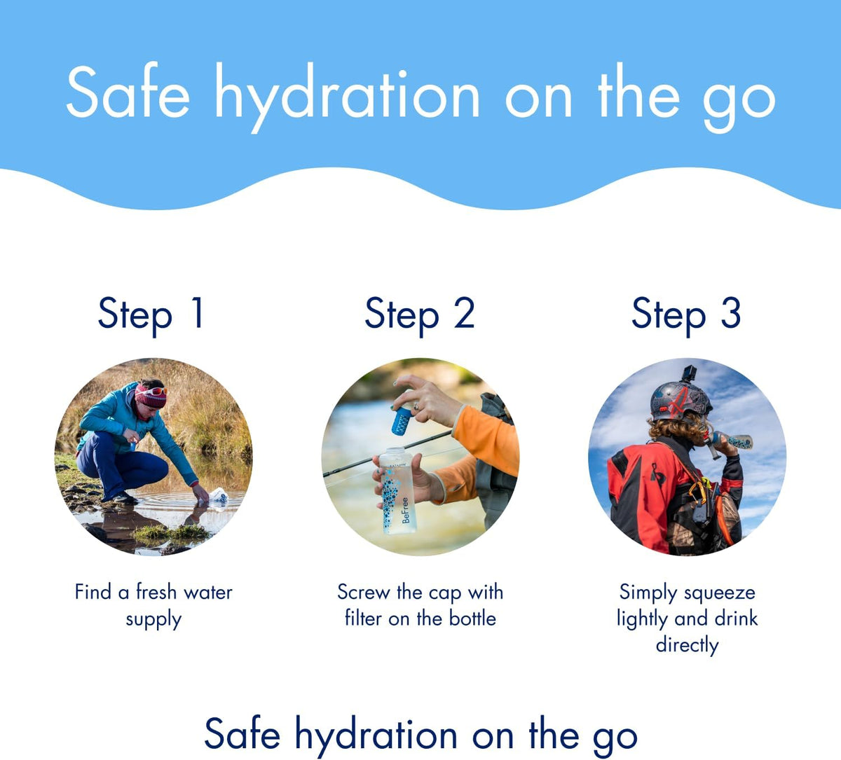 Katadyn BeFree 1L Lightweight Collapsible Water Filter Bottle for Outdoors