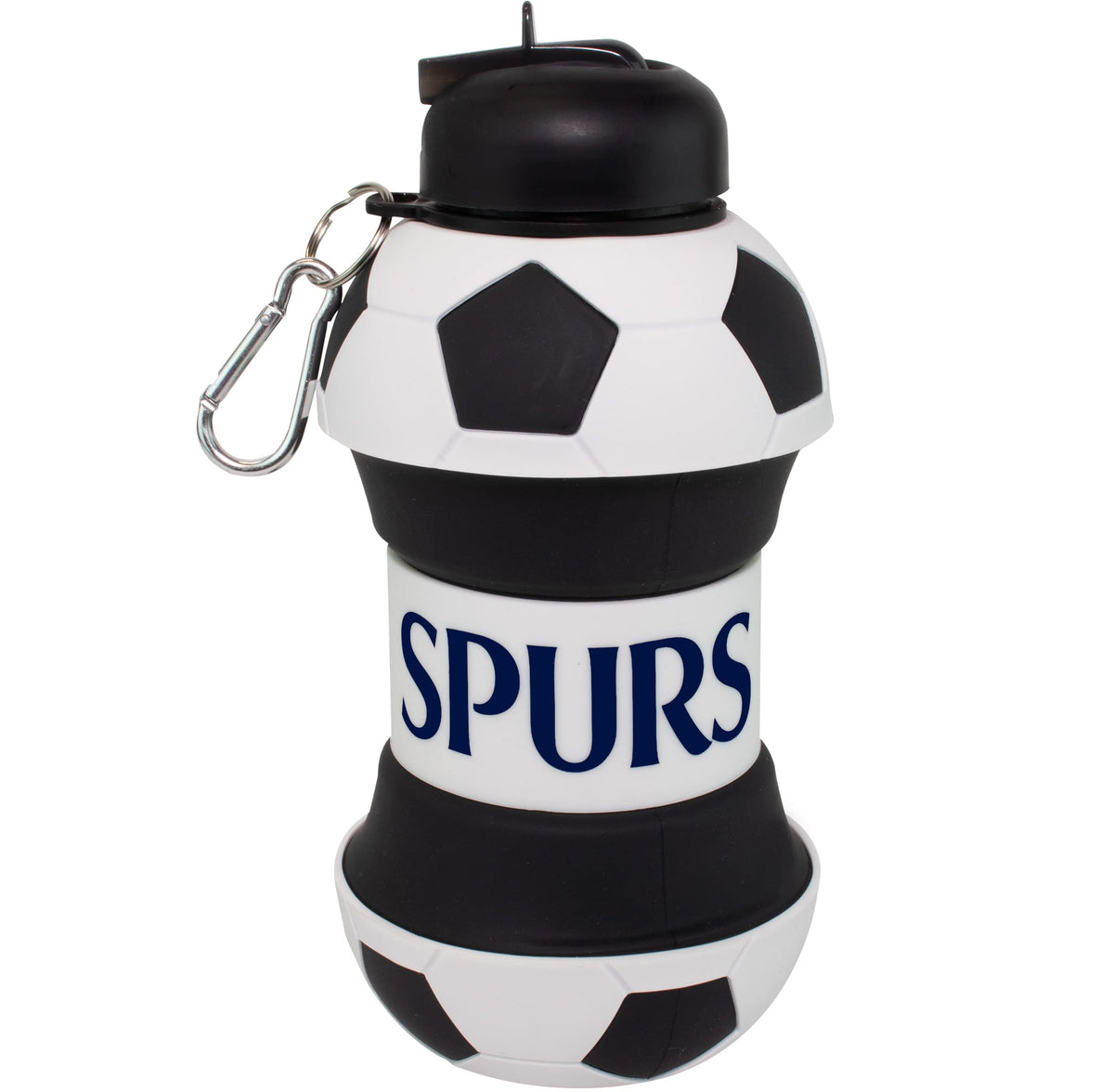 Maccabi Art Clip-On Collapsible 1 Liter, 34 oz. size BPA-Free Silicone Soccer Ball Large Water Bottle for Kids