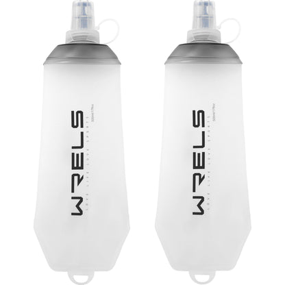 WRELS 200ml/350ml/500ml Collapsible Soft Flask,BPA Free Folding Soft Water Bottle with Hanging Ring,Lightweight TPU Hydration Flask for Running Marathon Cycling Hiking(350ml-2 Packs)
