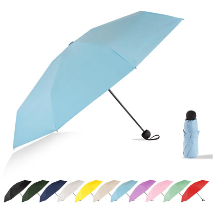 Mini Travel Umbrella Compact Small Size, UV Protection for Sun & Rain, Lightweight Folding, Wind Resistant, Small Backpack Purse Size for Women Kids