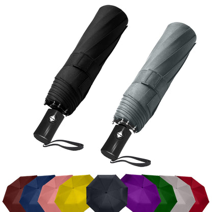 SIEPASA Compact Travel Umbrella - Windproof Auto Open/Close, Small Folding Umbrella for Rain - Lightweight & Durable with Fiberglass Frame, Waterproof Canopy - Fits Backpack, Purse, Suitcase. (Black)