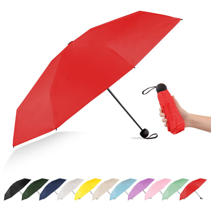 Mini Travel Umbrella Compact Small Size, UV Protection for Sun & Rain, Lightweight Folding, Wind Resistant, Small Backpack Purse Size for Women Kids