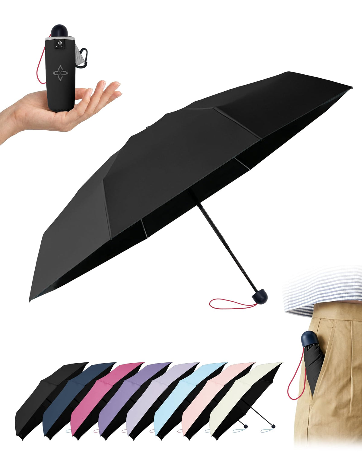Mini Umbrella for Travel UPF 100+ UV Sun Compact for Purse Backpack