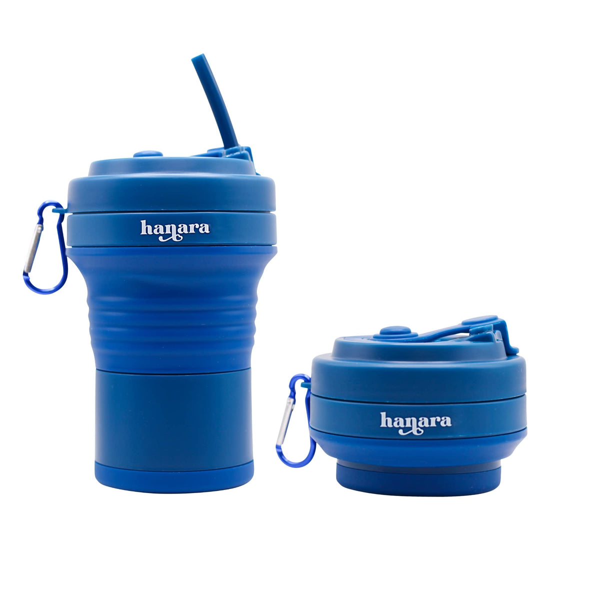 HANARA Collapsible Cup with Reusable Straw – 18 Oz (550 Ml), Portable Travel Mug, BPA-Free, Leak-Proof, Microwave & Dishwasher Safe, Multi-Purpose for Hot & Cold Drinks – Sky Blue