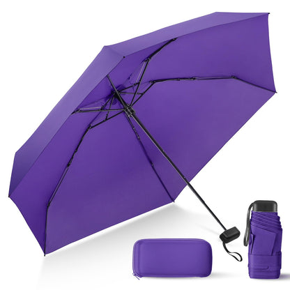 Mini Umbrella for Travel with Case Small Compact Sun Rain Tiny for Purse