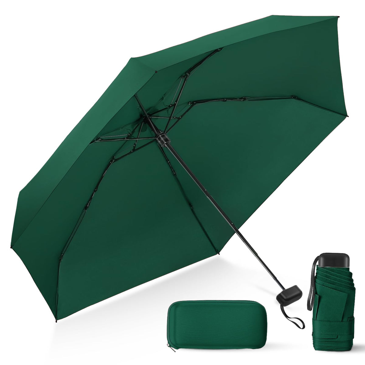 Mini Umbrella for Travel with Case Small Compact Sun Rain Tiny for Purse