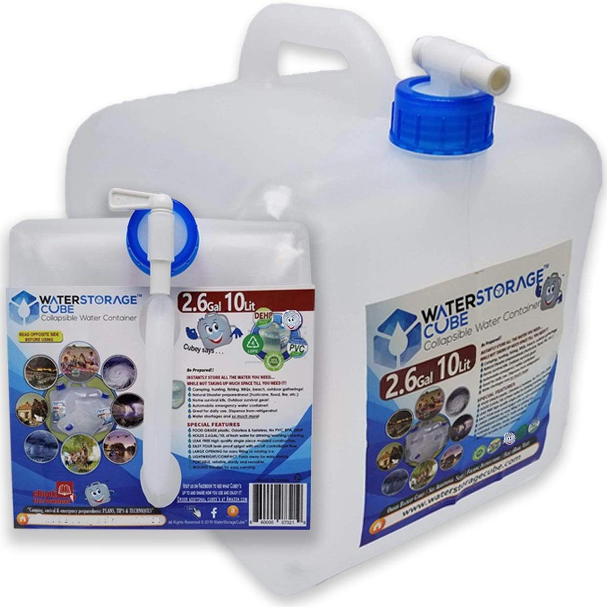 WaterStorageCube Collapsible Water Container with Spigot (5.3 Gal (2-Pack))
