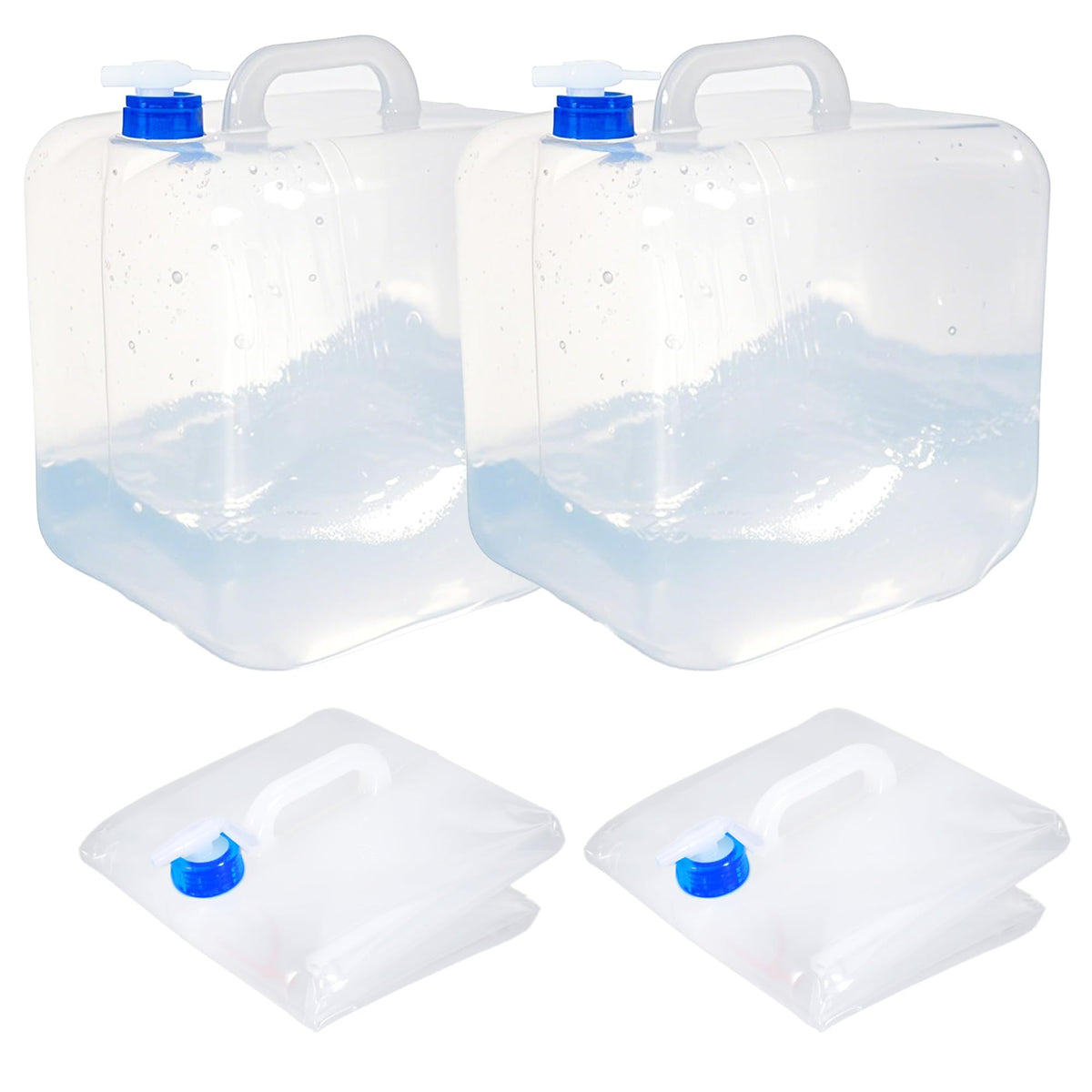 Collapsible Water Container with Spigot & Hook, BPA Free Water Jug, Foldable Carrier Bucket, Water Storage Container for Camping Hiking Survival Kit, 2-Pack (20L/5.3 Gallon)