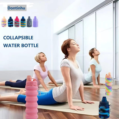 Collapsible Water Bottles 4 Pack 500ml (Grey+Purple+Blue+Pink)