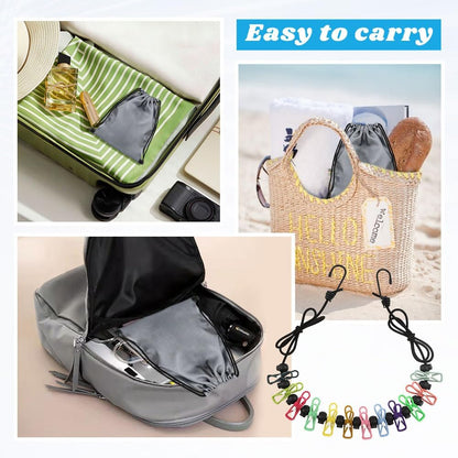 Magnetic Clothesline for Cruise Ship Cabin,Travel Clothesline with 12 Clips