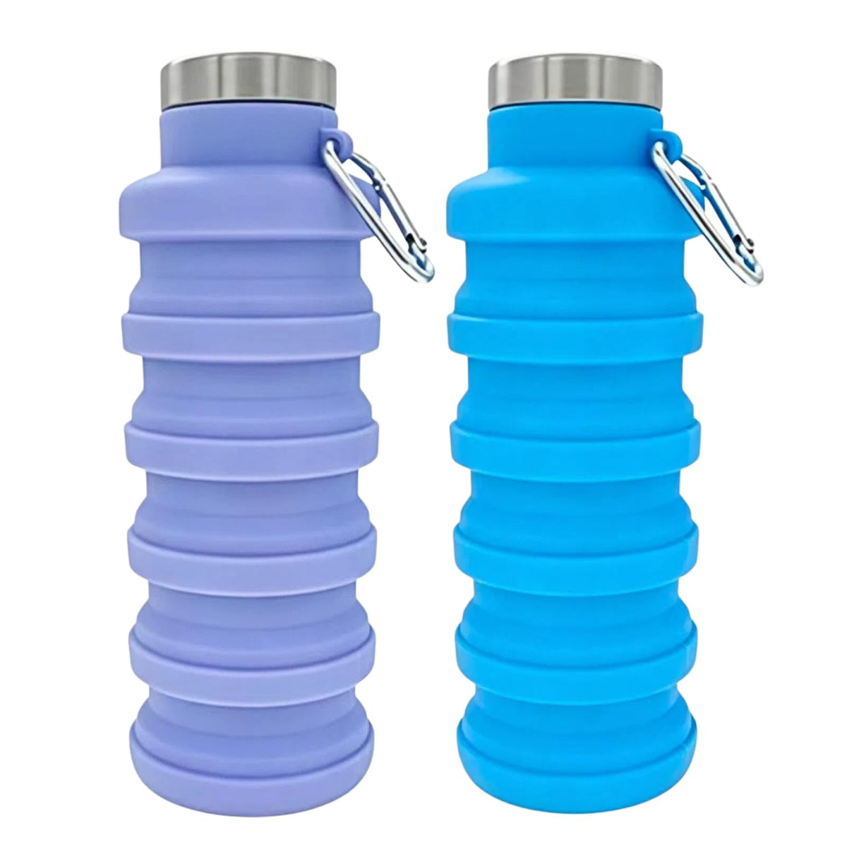 YCT Collapsible Water Bottle 17oz（500ml），Travel Portable Sport Water Bottle，Reusable Silicone Foldable Water Bottles for Gym Camping Hiking (Purple+Black)