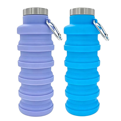 YCT Collapsible Water Bottle 17oz（500ml），Travel Portable Sport Water Bottle，Reusable Silicone Foldable Water Bottles for Gym Camping Hiking (Purple+Black)