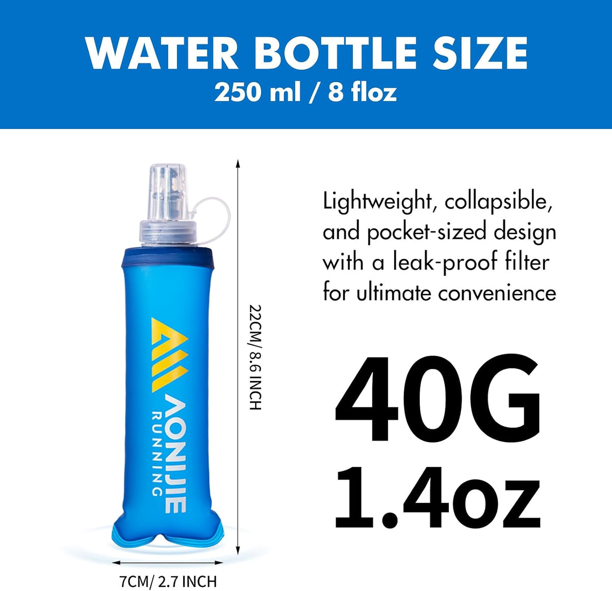 AONIJIE Running Water Bottle 2PCS Soft Flask